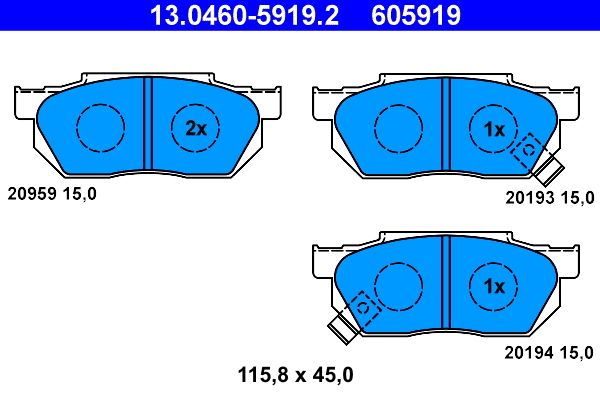 ATE 13.0460-5919.2 - Bremsbelagsatz, Scheibenbremse