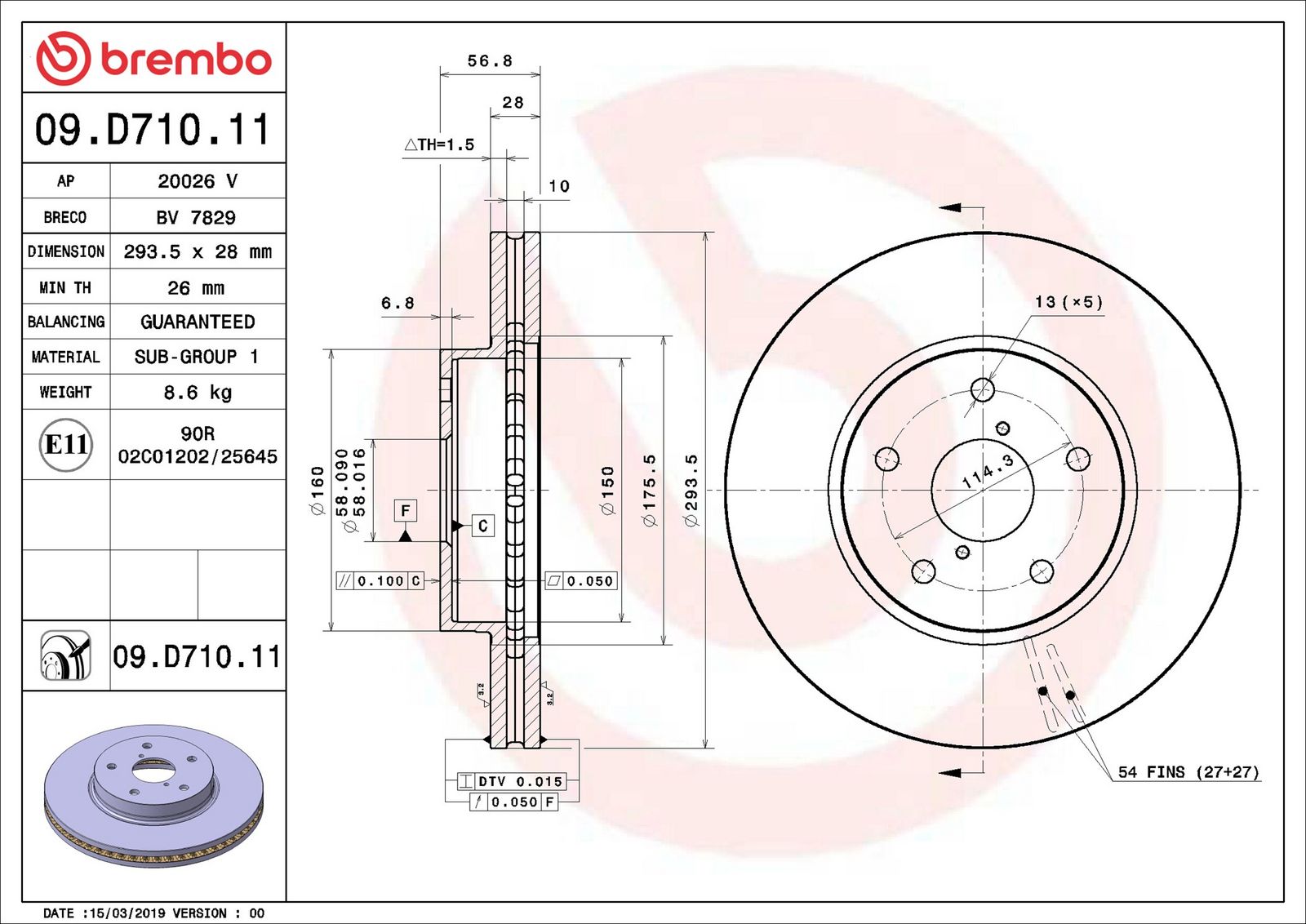 BREMBO 09.D710.11 - Bremsscheibe