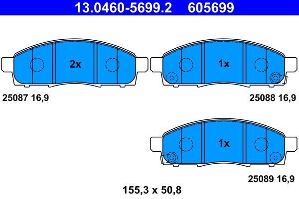 ATE 13.0460-5699.2 - Bremsbelagsatz, Scheibenbremse