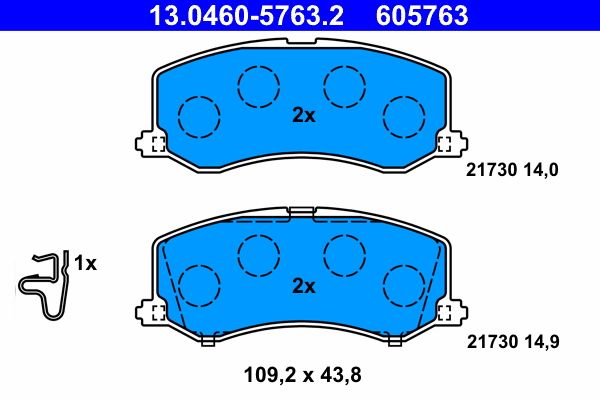 ATE 13.0460-5763.2 - Bremsbelagsatz, Scheibenbremse