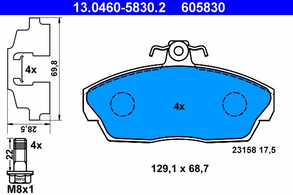 ATE 13.0460-5830.2 - Bremsbelagsatz, Scheibenbremse