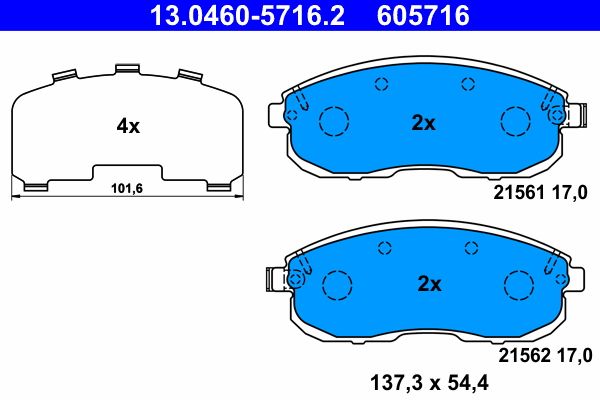 ATE 13.0460-5716.2 - Bremsbelagsatz, Scheibenbremse