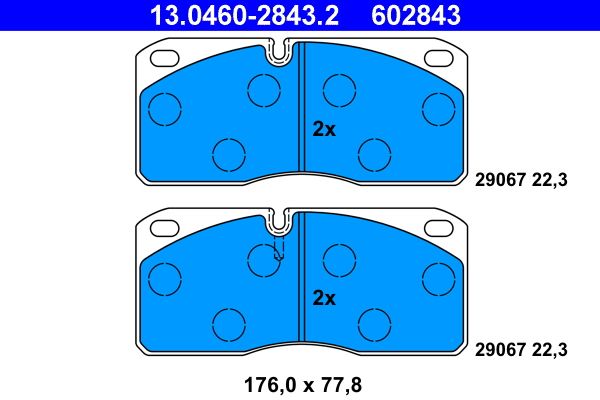 ATE 13.0460-2843.2 - Bremsbelagsatz, Scheibenbremse