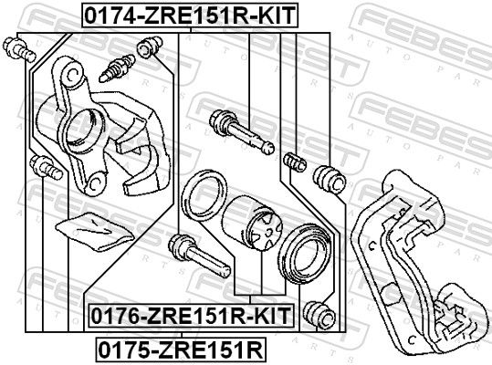 FEBEST 0174-ZRE151R-KIT - Führungshülsensatz, Bremssattel