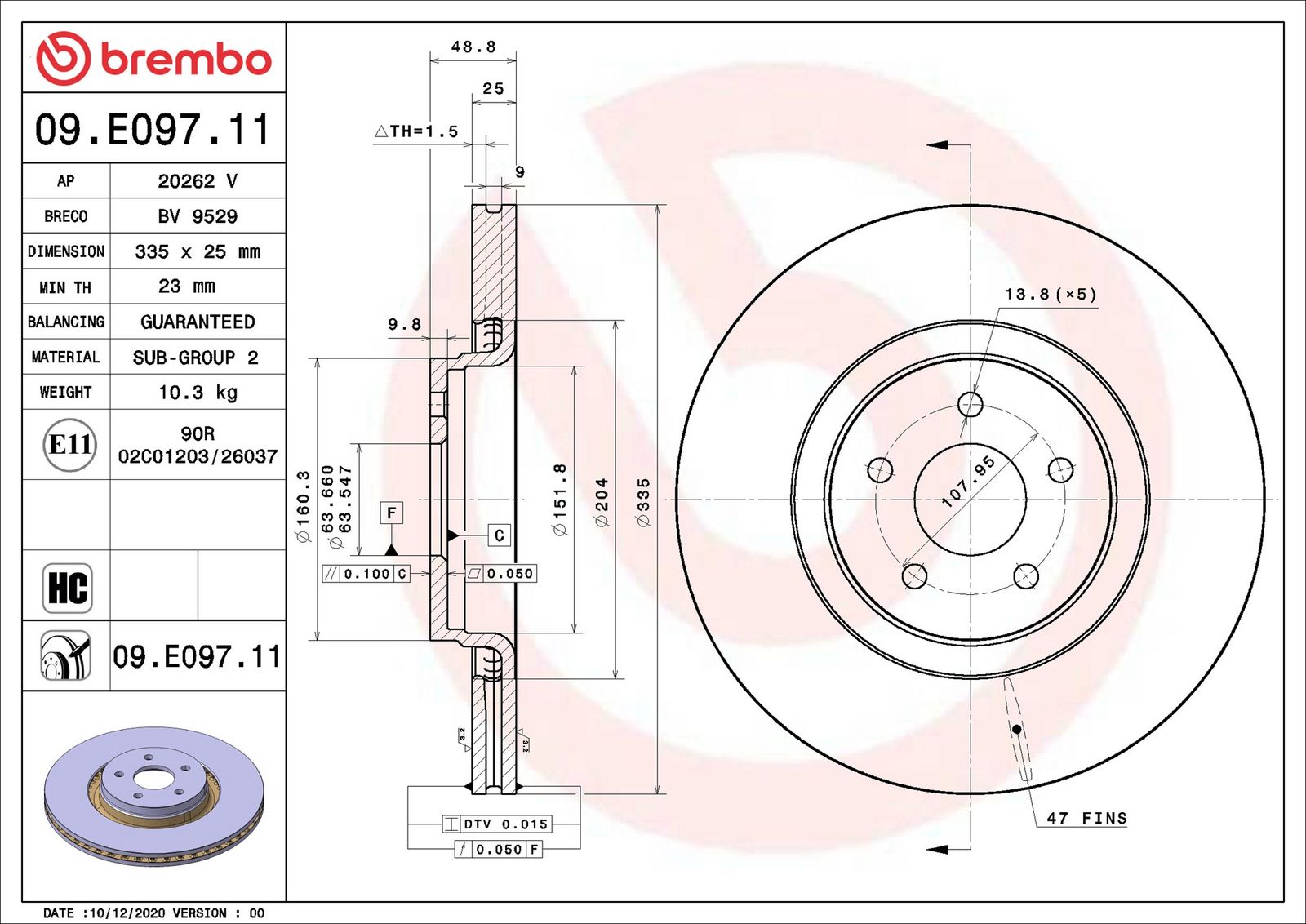 BREMBO 09.E097.11 - Bremsscheibe