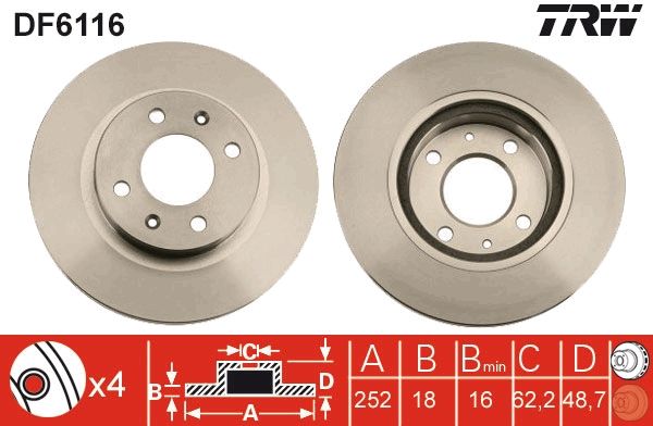 TRW DF6116 - Bremsscheibe