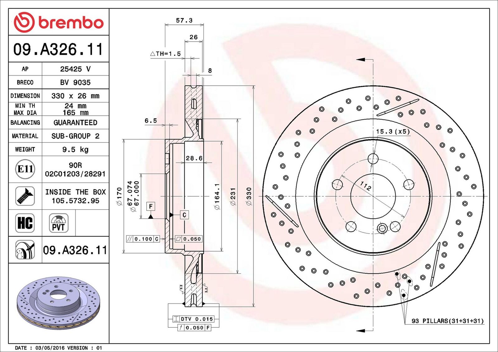 BREMBO 09.A326.11 - Bremsscheibe