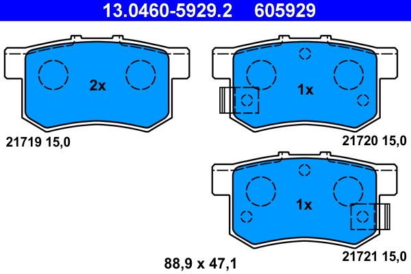 ATE 13.0460-5929.2 - Bremsbelagsatz, Scheibenbremse