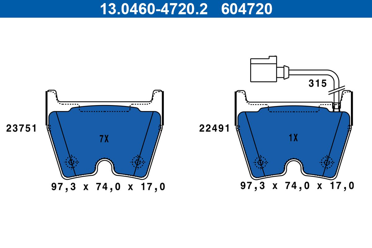 ATE 13.0460-4720.2 - Bremsbelagsatz, Scheibenbremse