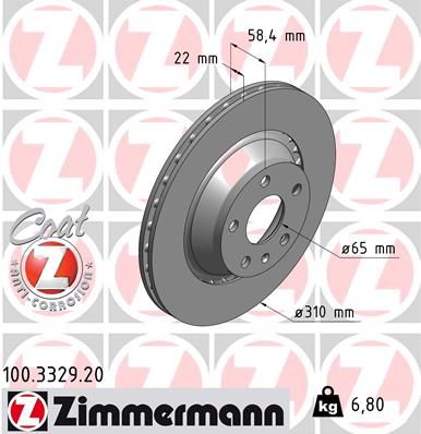 ZIMMERMANN 100.3329.20 - Bremsscheibe