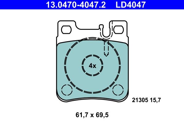 ATE 13.0470-4047.2 - Bremsbelagsatz, Scheibenbremse