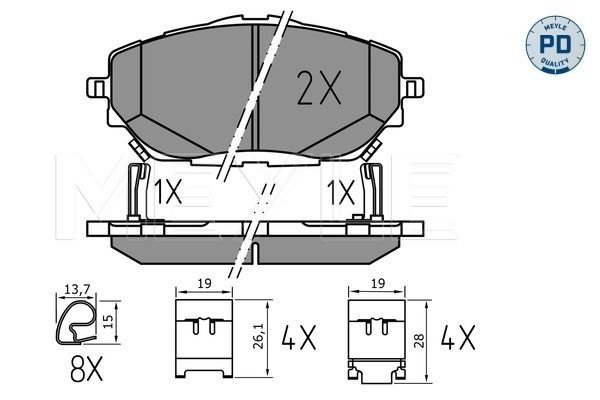 MEYLE 025 227 8218/PD - Bremsbelagsatz, Scheibenbremse