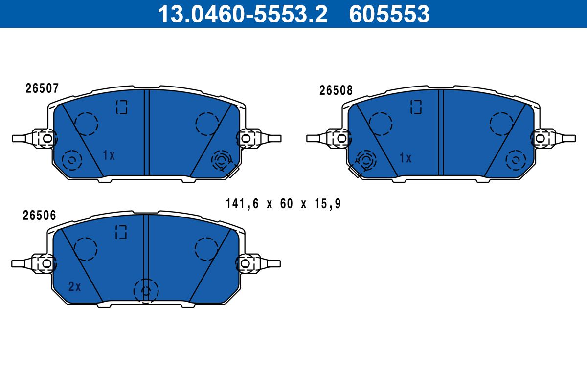 ATE 13.0460-5553.2 - Bremsbelagsatz, Scheibenbremse