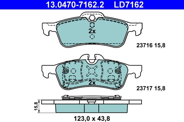 ATE 13.0470-7162.2 - Bremsbelagsatz, Scheibenbremse