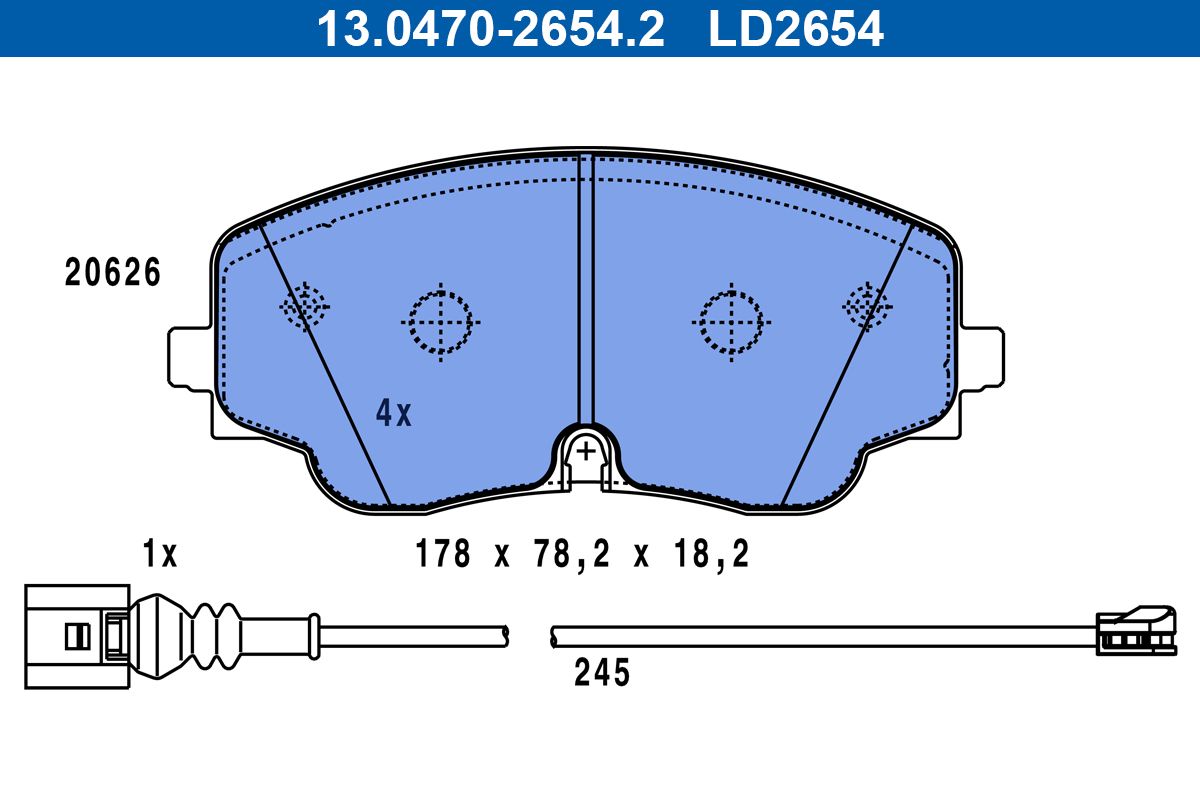 ATE 13.0470-2654.2 - Bremsbelagsatz, Scheibenbremse