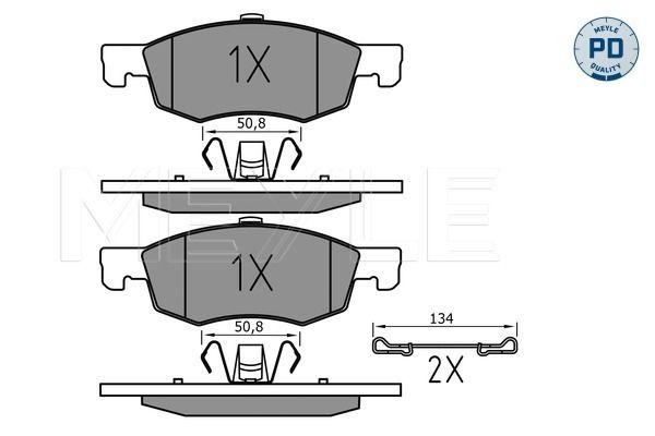 MEYLE 025 221 4317/PD - Bremsbelagsatz, Scheibenbremse