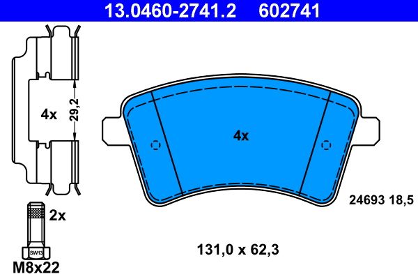 ATE 13.0460-2741.2 - Bremsbelagsatz, Scheibenbremse