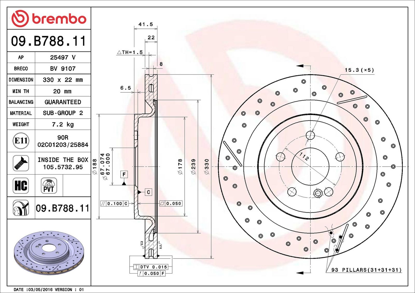 BREMBO 09.B788.11 - Bremsscheibe