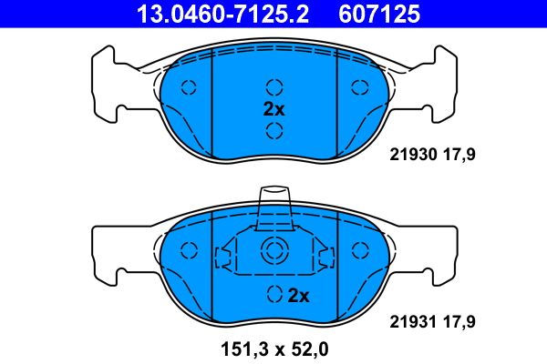 ATE 13.0460-7125.2 - Bremsbelagsatz, Scheibenbremse