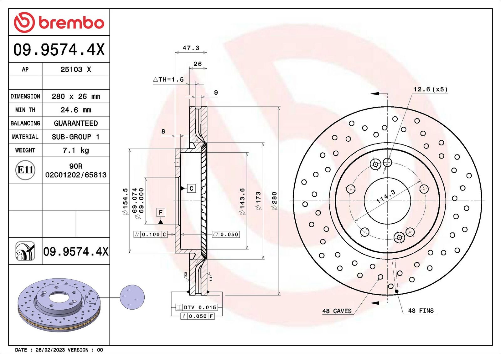 BREMBO 09.9574.4X - Bremsscheibe