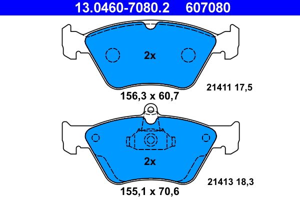 ATE 13.0460-7080.2 - Bremsbelagsatz, Scheibenbremse