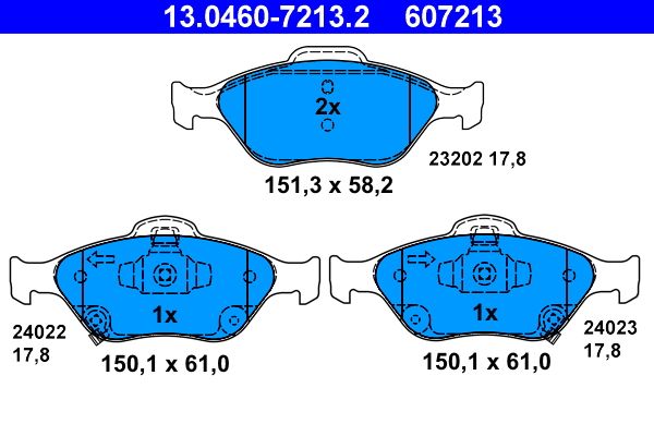 ATE 13.0460-7213.2 - Bremsbelagsatz, Scheibenbremse