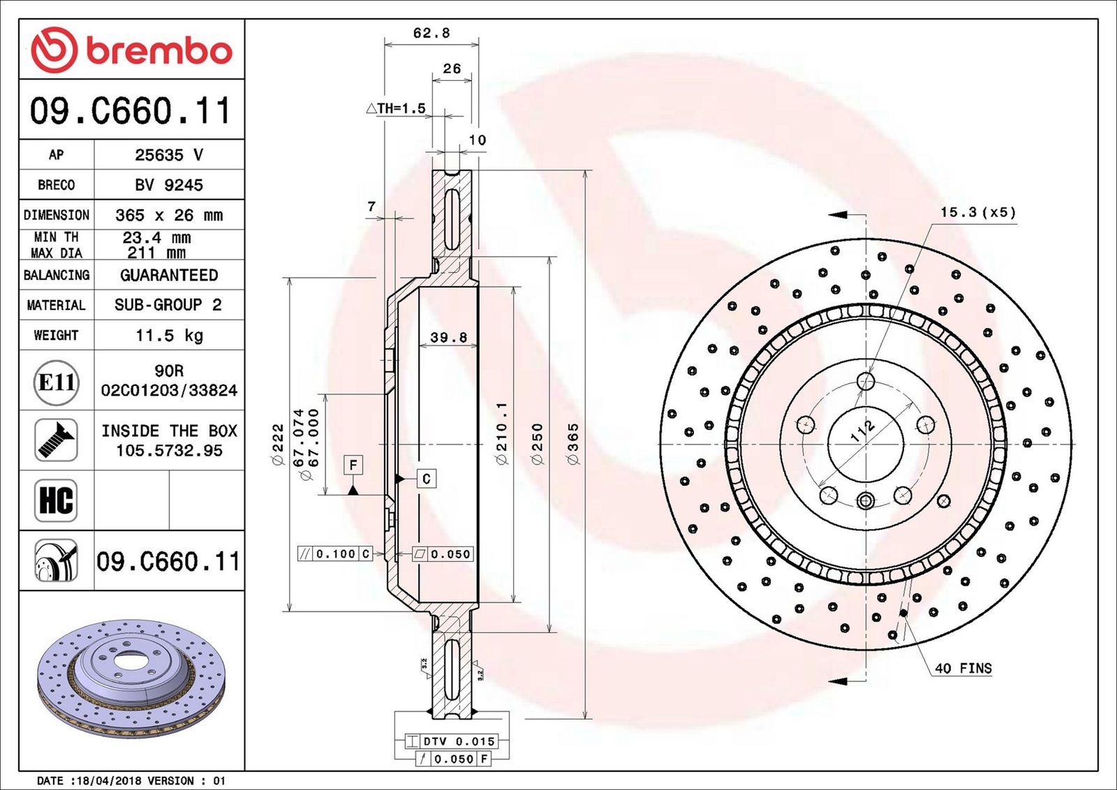 BREMBO 09.C660.11 - Bremsscheibe
