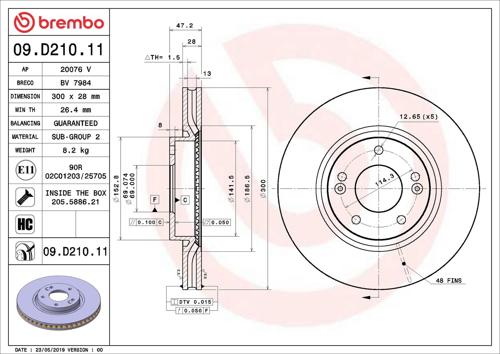 BREMBO 09.D210.11 - Bremsscheibe