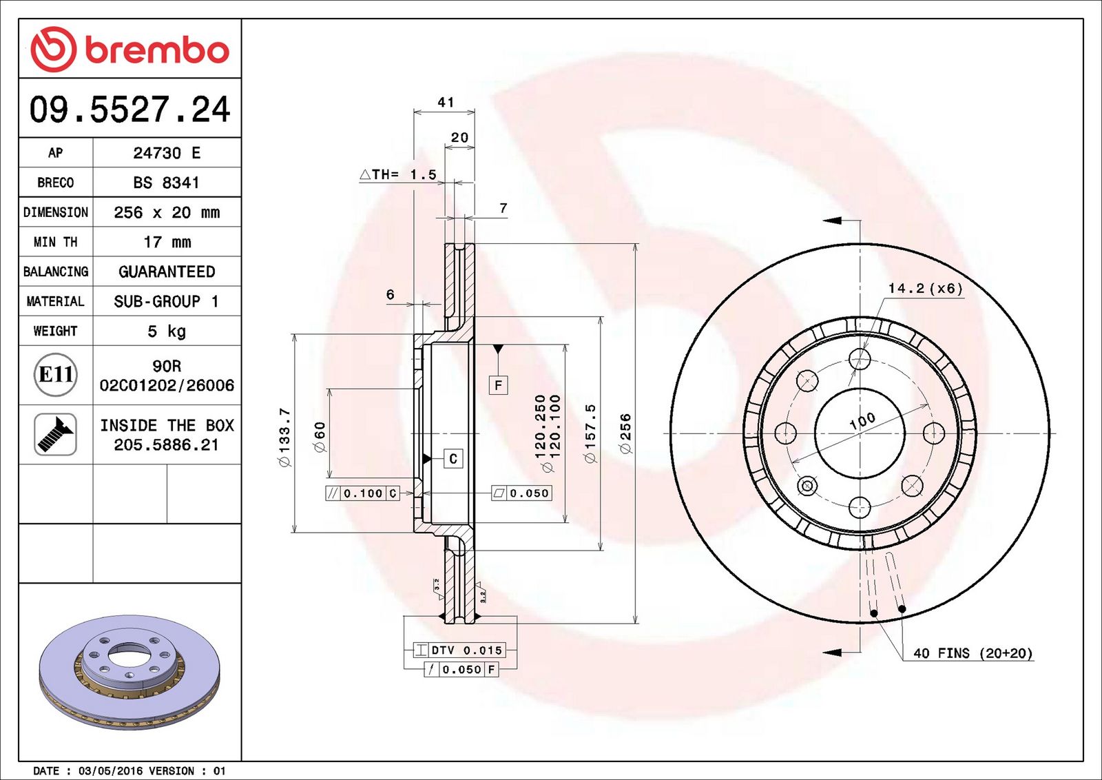 BREMBO 09.5527.24 - Bremsscheibe