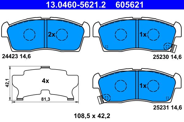 ATE 13.0460-5621.2 - Bremsbelagsatz, Scheibenbremse
