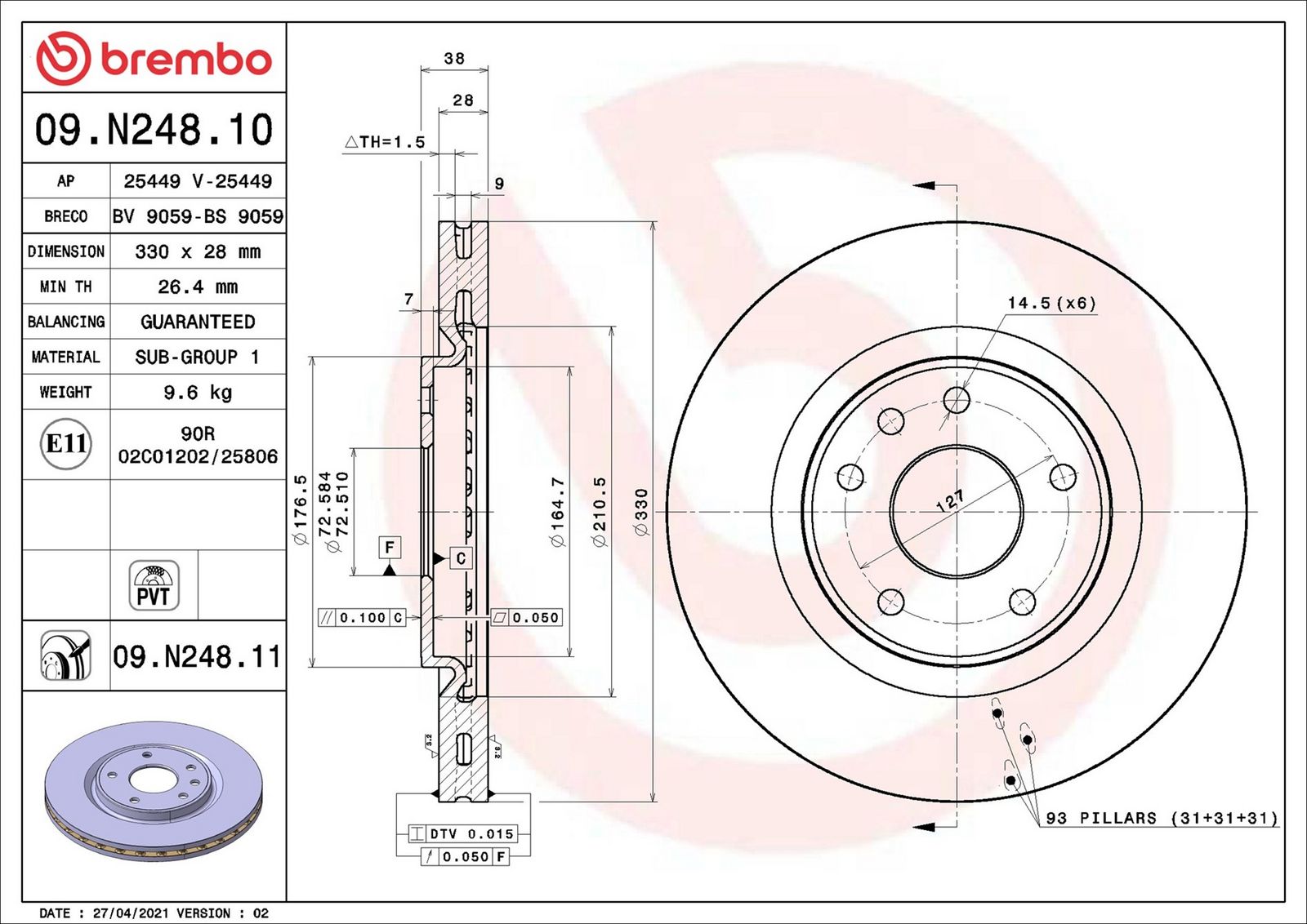 BREMBO 09.N248.11 - Bremsscheibe