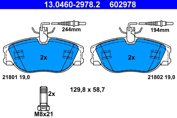ATE 13.0460-2978.2 - Bremsbelagsatz, Scheibenbremse