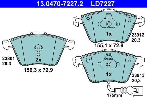 ATE 13.0470-7227.2 - Bremsbelagsatz, Scheibenbremse