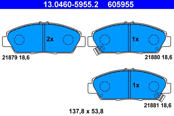 ATE 13.0460-5955.2 - Bremsbelagsatz, Scheibenbremse