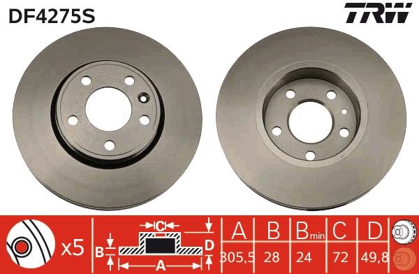 TRW DF4275S - Bremsscheibe