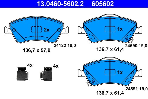 ATE 13.0460-5602.2 - Bremsbelagsatz, Scheibenbremse