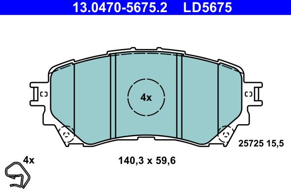 ATE 13.0470-5675.2 - Bremsbelagsatz, Scheibenbremse