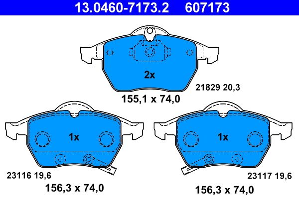 ATE 13.0460-7173.2 - Bremsbelagsatz, Scheibenbremse
