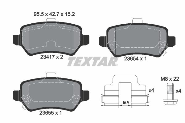 TEXTAR 2341703 - Bremsbelagsatz, Scheibenbremse