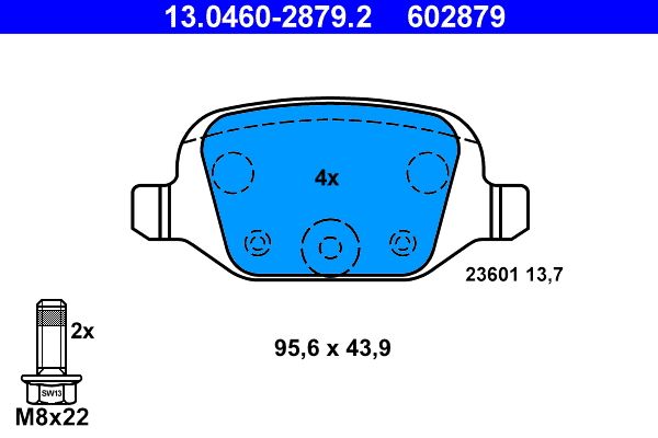 ATE 13.0460-2879.2 - Bremsbelagsatz, Scheibenbremse