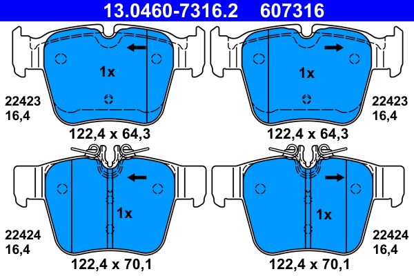 ATE 13.0460-7316.2 - Bremsbelagsatz, Scheibenbremse