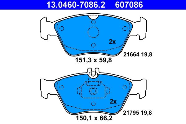 ATE 13.0460-7086.2 - Bremsbelagsatz, Scheibenbremse