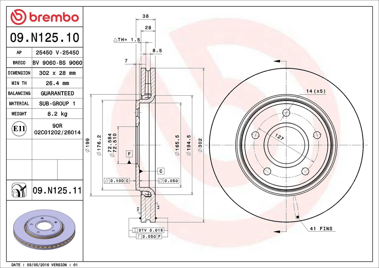 BREMBO 09.N125.11 - Bremsscheibe