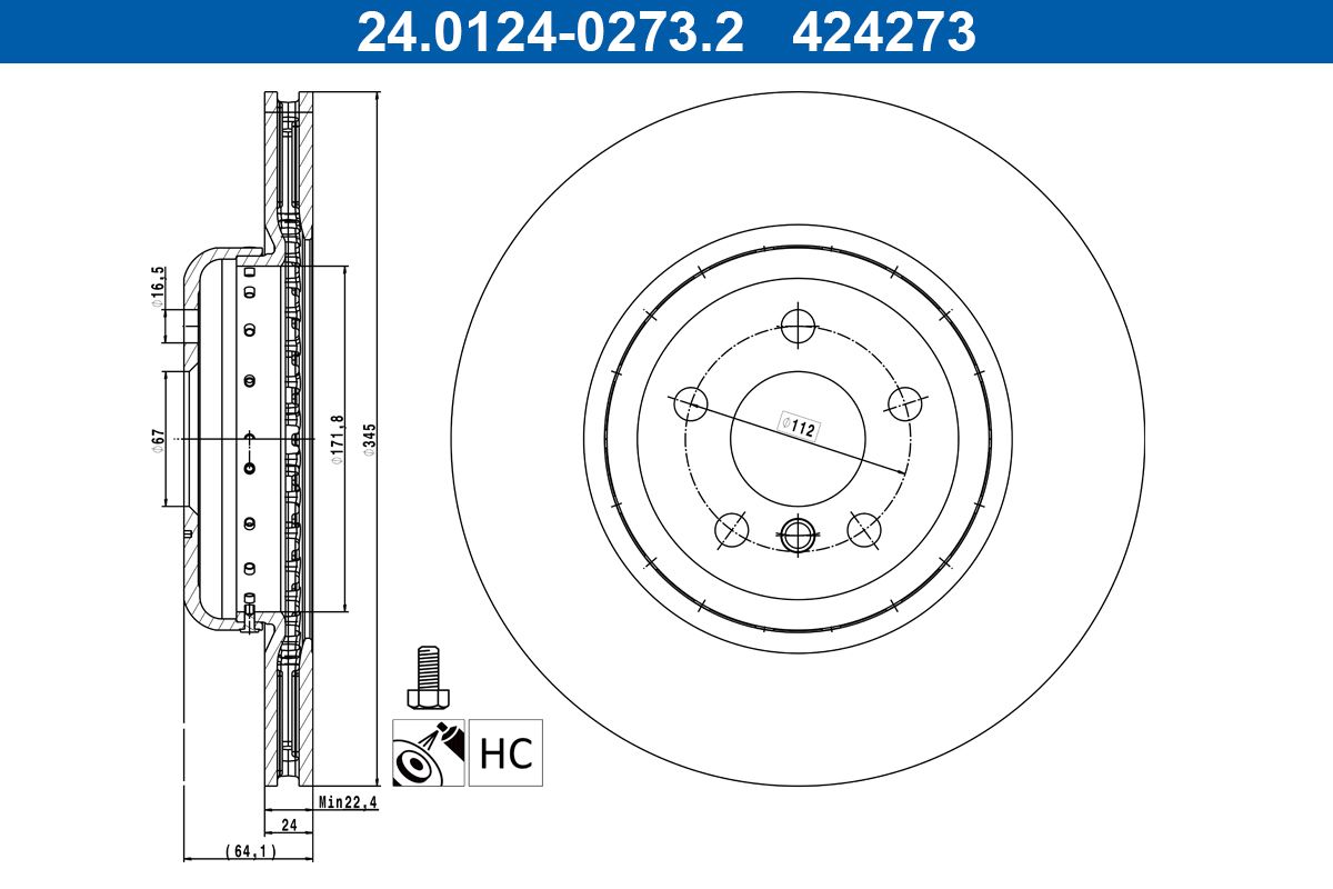 ATE 24.0124-0273.2 - Bremsscheibe