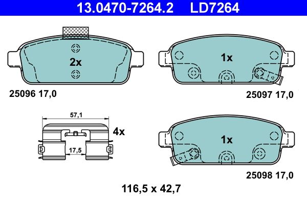 ATE 13.0470-7264.2 - Bremsbelagsatz, Scheibenbremse