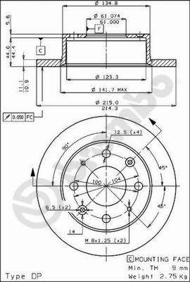 BREMBO 08.4283.20 - Bremsscheibe