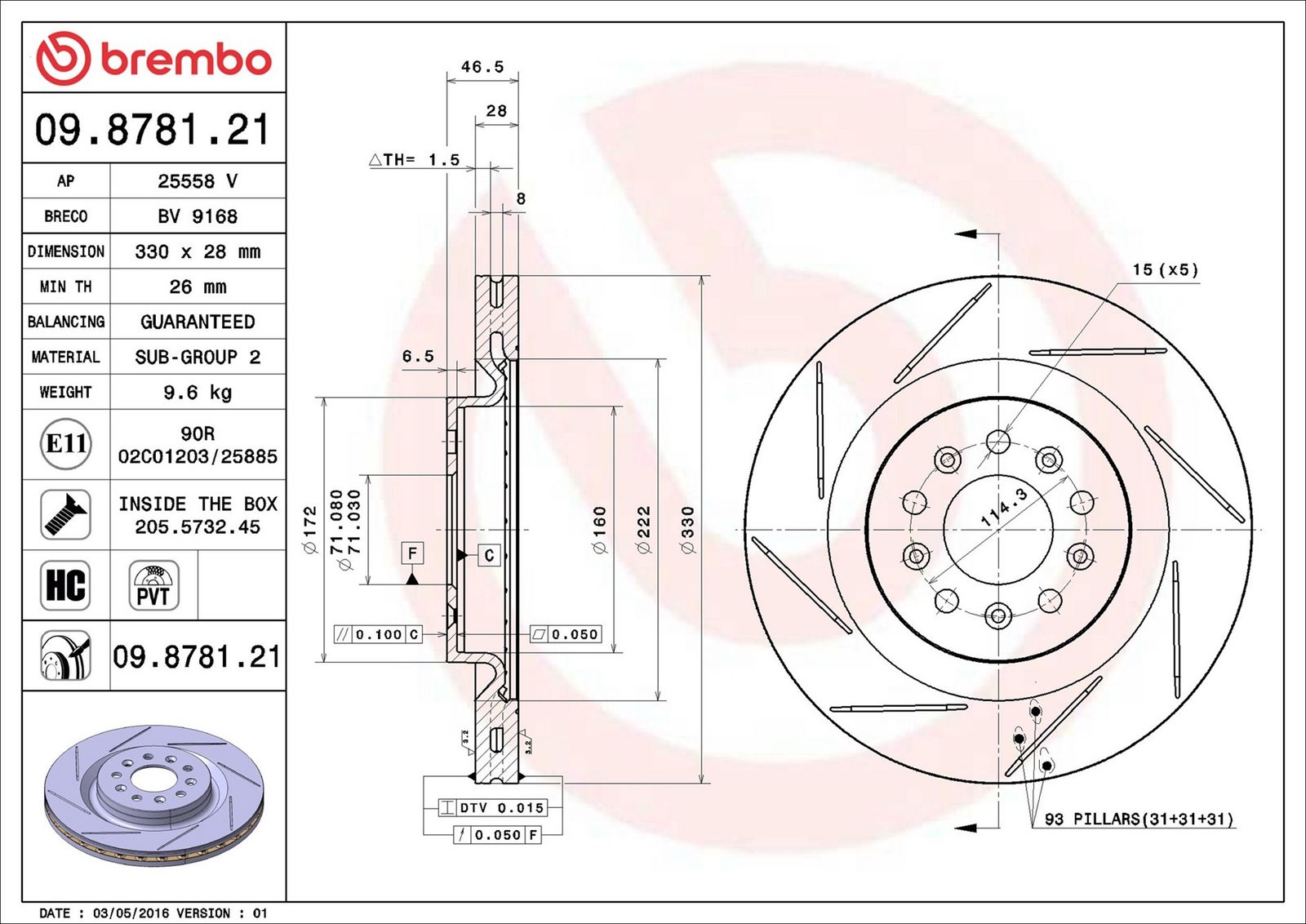 BREMBO 09.8781.21 - Bremsscheibe