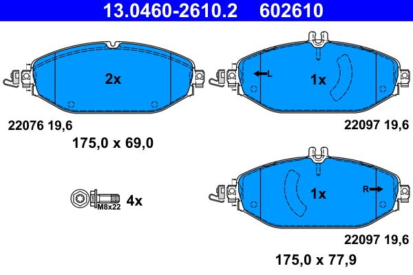 ATE 13.0460-2610.2 - Bremsbelagsatz, Scheibenbremse
