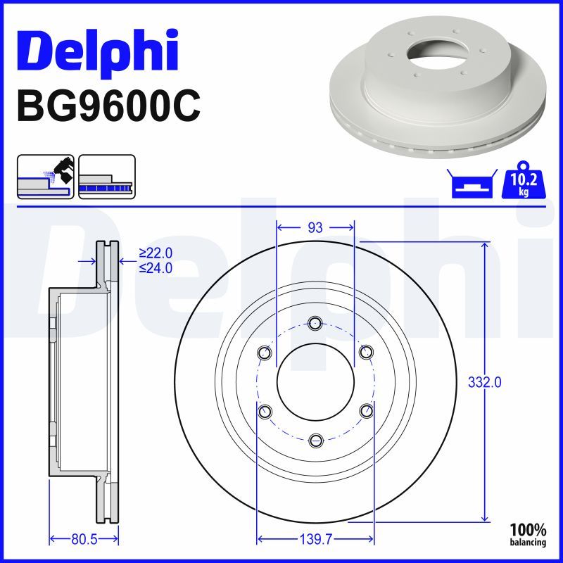 DELPHI BG9600C - Bremsscheibe