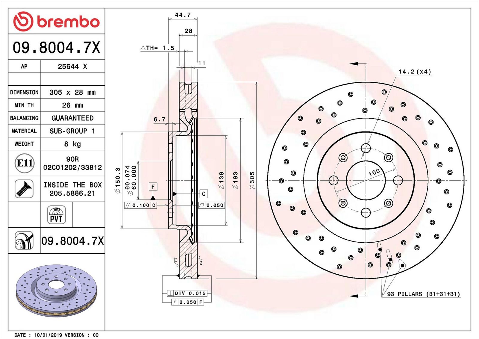 BREMBO 09.8004.7X - Bremsscheibe
